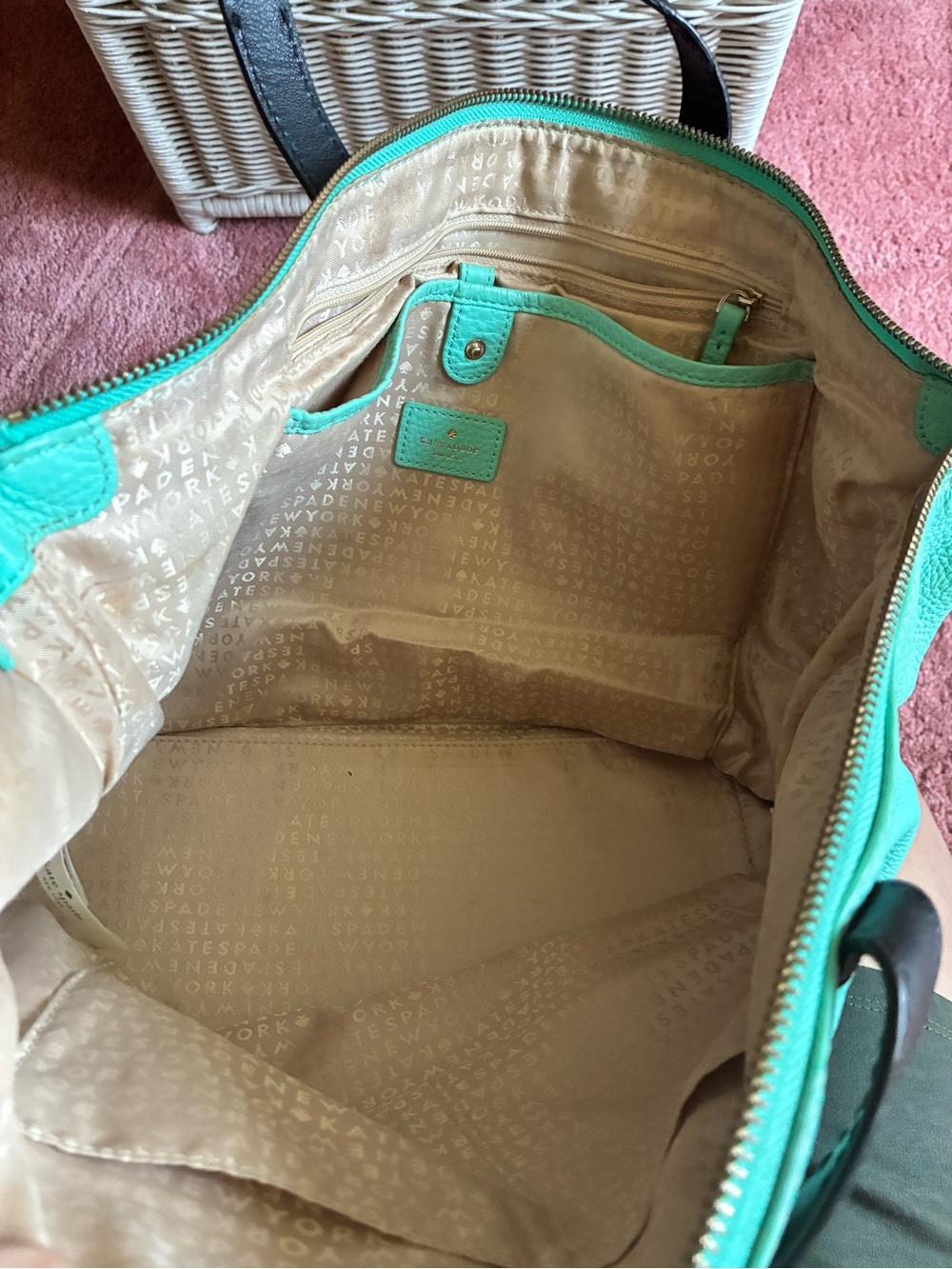 RARE Kate Spade New York Leroy Street Linsley Shoulder Bag Teal Turquoise Leathe - Picture 7 of 11